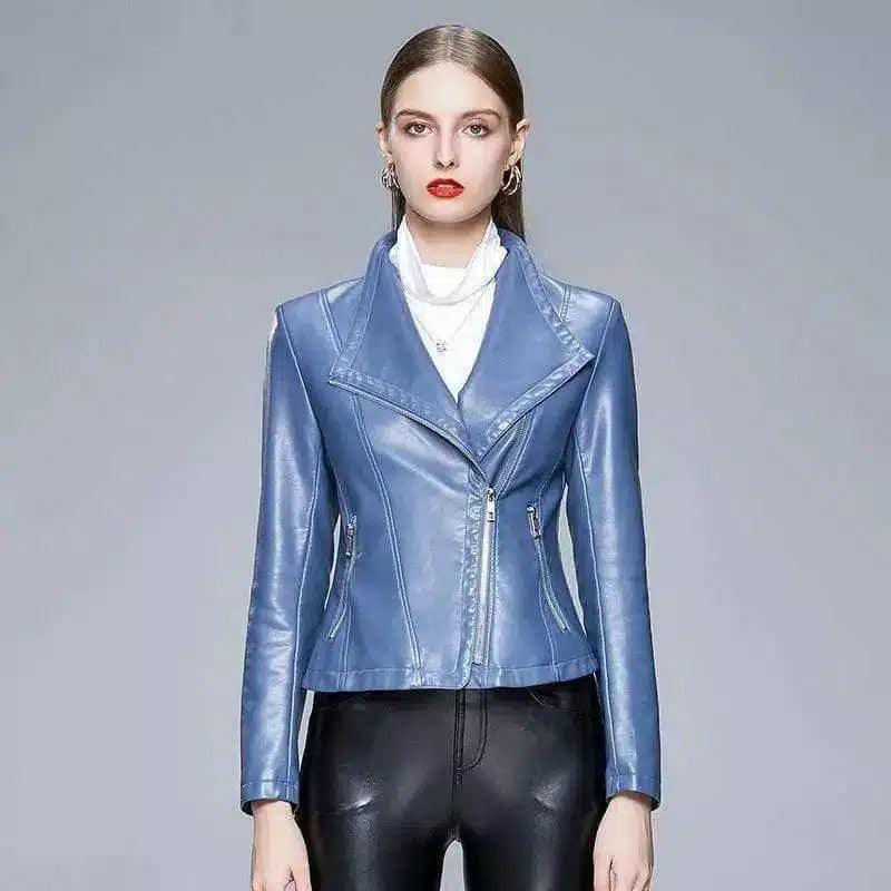 LOVEMI - Lovemi - Leather Jacket Slim Slimming Leather Jacket