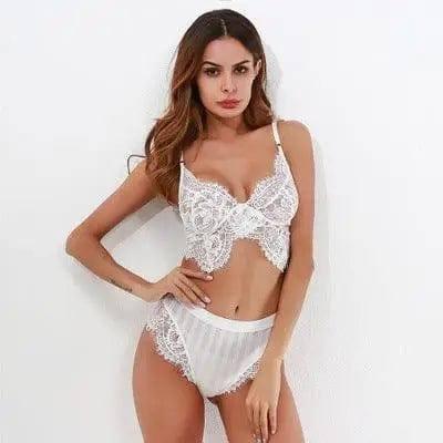 Lingerie Lace Split Underwear Set-white-2