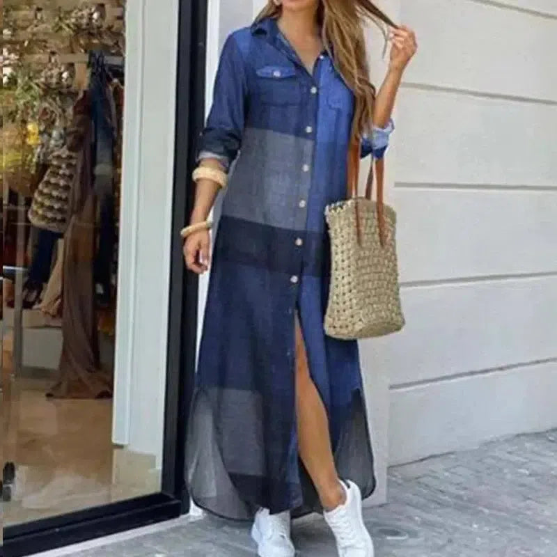 Long Sleeve Boho Maxi Dress - Casual Spring/Autumn Fashion-1