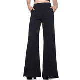 Loose Casual Trousers Women's Flared Pants-Black-3