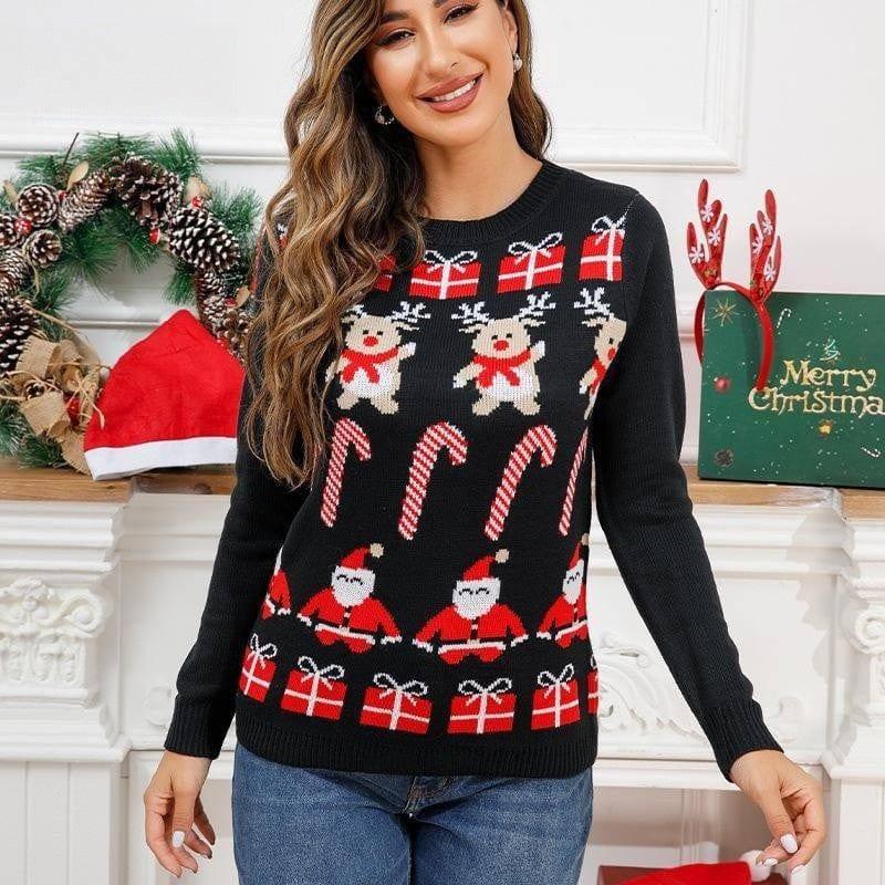 Loose Christmas Sweater Women's Winter Crew Neck Pullover-5