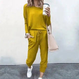 LOVEMI - Lovemi - Loose Solid Color Long Sleeve Casual Set