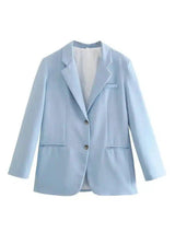 Women's Tailored Blazer and Trousers Set-Blue-2