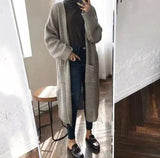 Women's Long Knit Cardigan with Pockets-gray-2