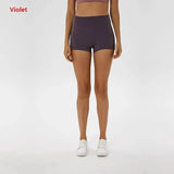 Coloravlue Soft Nylon Fitness Jogger Shorts Women High Waist-Violet-13