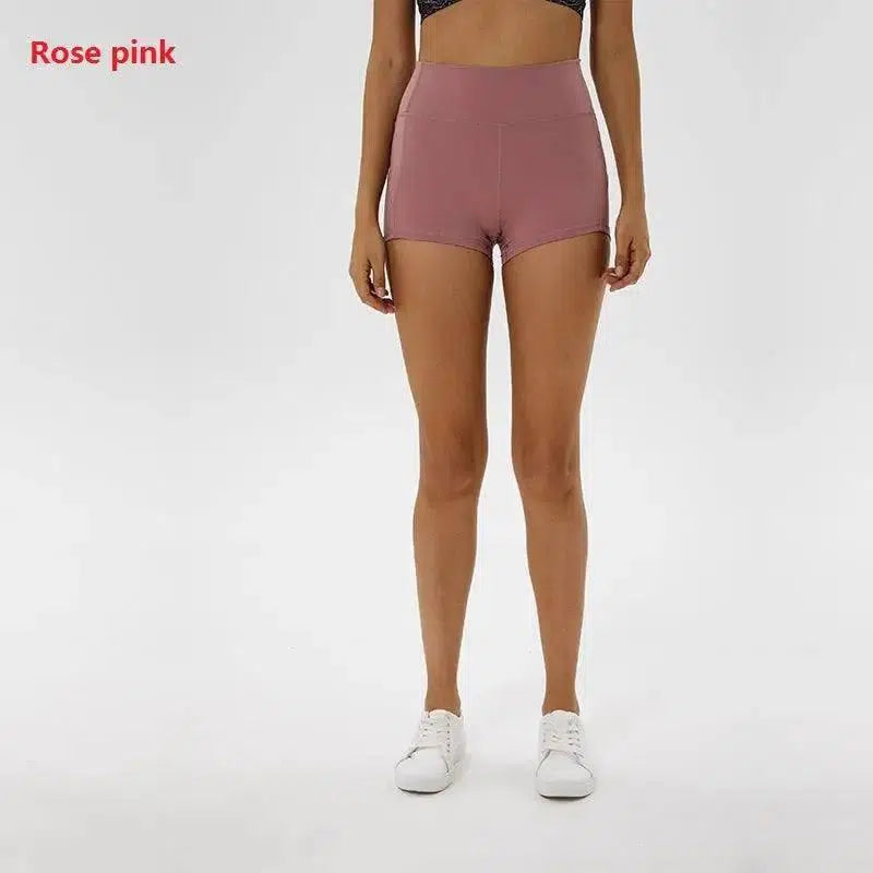 Coloravlue Soft Nylon Fitness Jogger Shorts Women High Waist-Rosepink-18