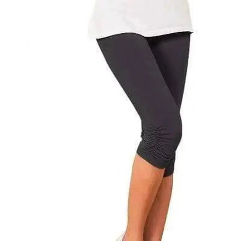 LOVEMI - Lovemi - Cropped Pleated Cotton Plus Size Leggings