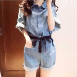 Denim Short Sleeve Jumpsuit-8