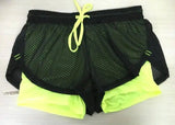 Double Layered Yoga Shorts-Green-10