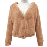 Double-Sided Plush Cardigan Woolen Coat-Coffee-3