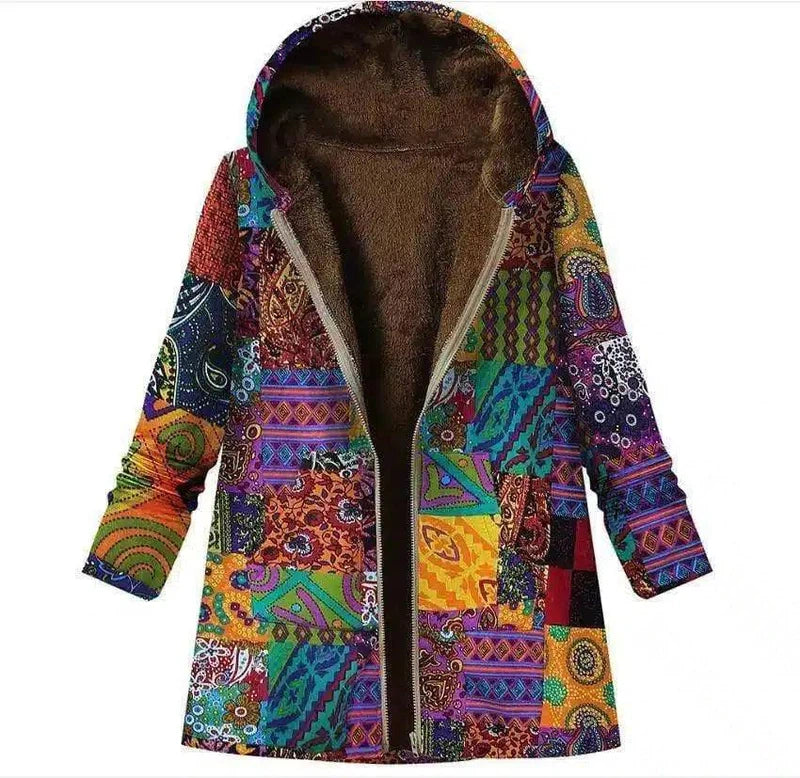 Ethnic style cotton-padded jacket Korean fashion-Orange-2