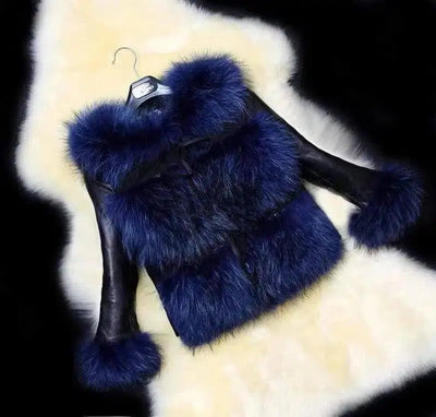 Faux fur coat-Blue-2