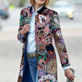 LOVEMI - Lovemi - Female small printed long sleeve coat lapel