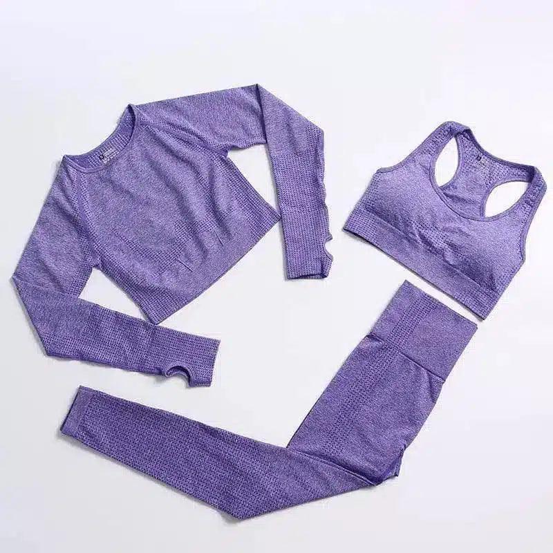 Women's Activewear Set - Gym Top & Leggings-Purple-12