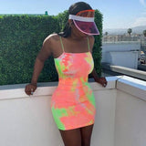 LOVEMI - Lovemi - Fluorescent Camouflage Sling Dress