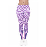 Geometric block printed cropped pants-Purple-2