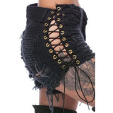 GOTHIC RIPPED MINI JEAN SHORTS-3