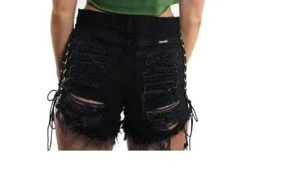 GOTHIC RIPPED MINI JEAN SHORTS-5