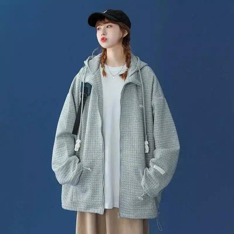 LOVEMI - Lovemi - Gray Loose Wild Salt Cardigan Sweater