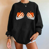 Halloween Themed Oversized Sweatshirt-Black-4