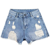 High Waist Ripped Denim Shorts-25