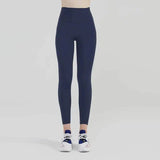 High-waisted workout pants-Blue-2