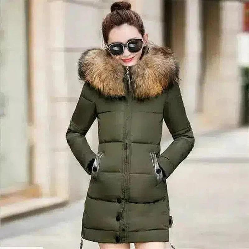 LOVEMI - Lovemi - Hooded large fur collar cotton coat