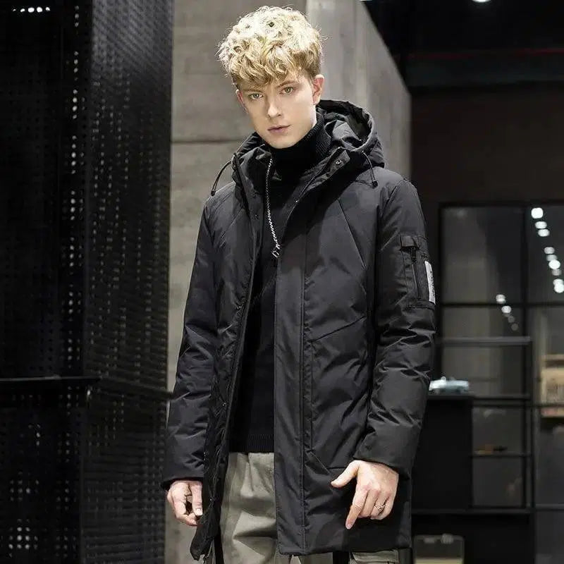 Hooded thick warm down jacket-Black-2