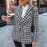 LOVEMI - Lovemi - Houndstooth jacket women autumn retro thick plaid