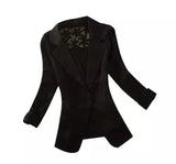 Women's Tailored Blazer with Floral Lining-black-1