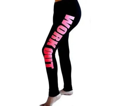 Letter printed cotton leggings mid-rise cropped pants yoga-7-8