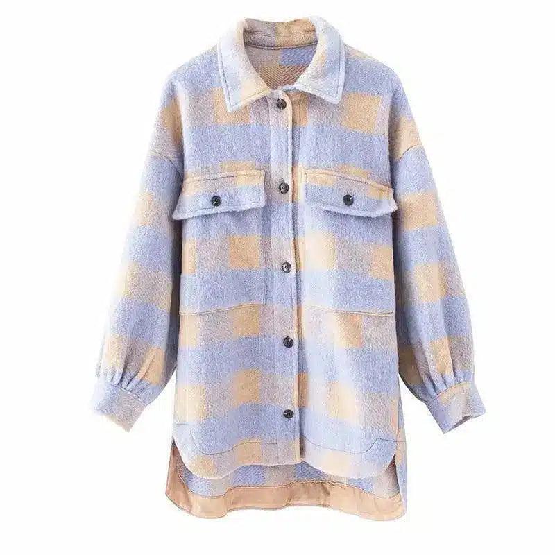 LOVEMI - Lovemi - Loose and Thin Plaid Loose Shirt Jacket Women