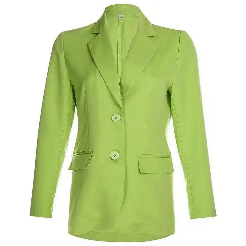 Loose mid-length casual jacket-Green-2