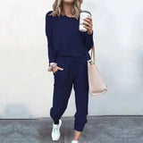 LOVEMI - Lovemi - Loose Solid Color Long Sleeve Casual Set