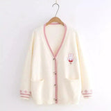 Kids' Bunny Cartoon V-Neck Cardigan Sweater-Beige-4