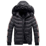 Men's Winter Fur Collar Cotton Padded Jacket-Black-7