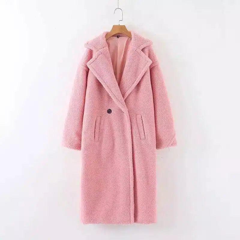 Women's Faux Fur Winter Coat-Pink-6