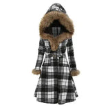 LOVEMI - Lovemi - Plaid fur collar coat