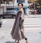 LOVEMI - Lovemi - Plaid woolen coat female long section Korean