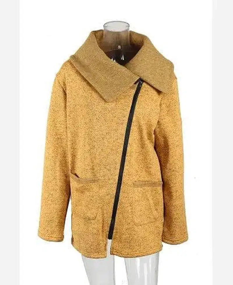 Plus Velvet Sweater Female Wool Sweater Coat-Yellow-6