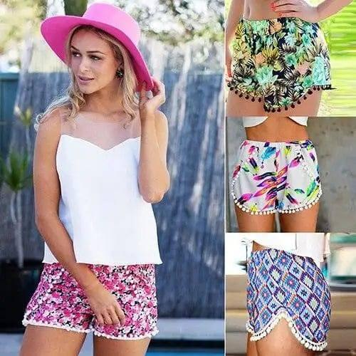 Printed elastic waist shorts beach pants-1