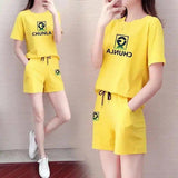 LOVEMI - Lovemi - Pure Cotton Sports Suit Sleeve Shorts Casual