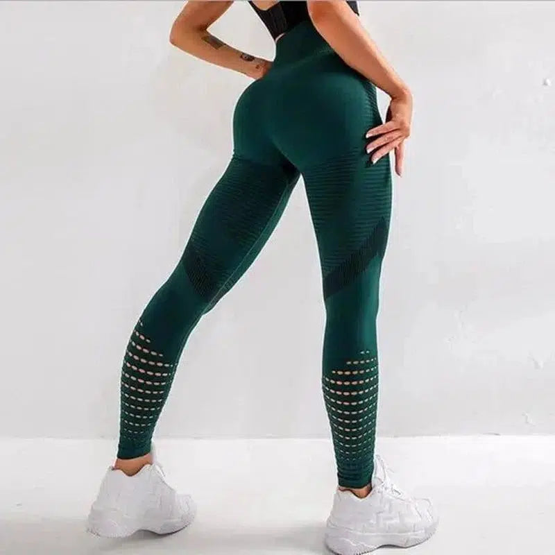 Quick-drying Breathable High-waist Tight Yoga Pants-Green-3