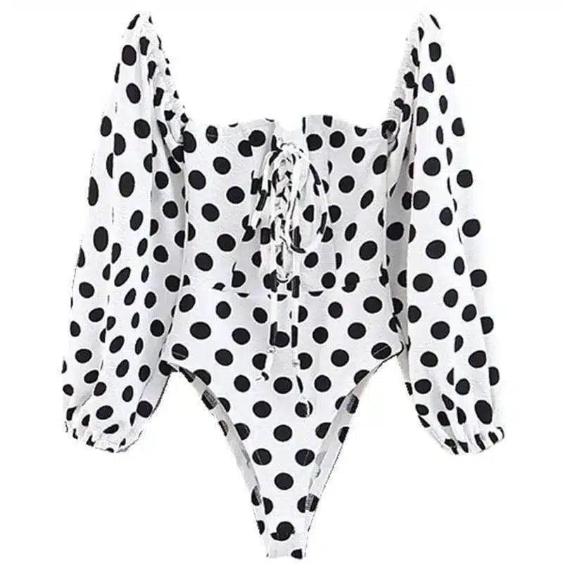 LOVEMI - Lovemi - Retro Polka Dot Collar Shirt One Piece