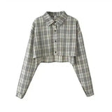 LOVEMI - Lovemi - Retro Simple All-match Short Plaid Shirt Slim