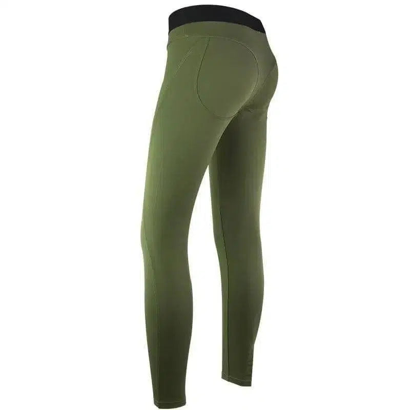 Hip Push Up Leggings For Fitness Low Waist Leggings-Green-2