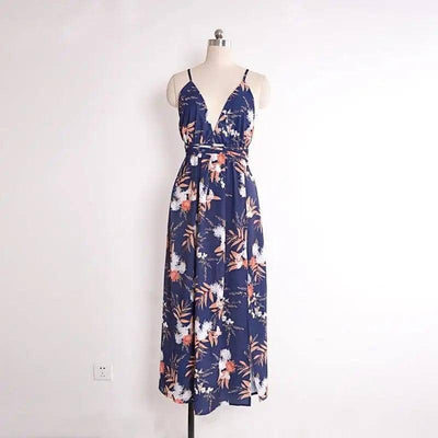 USA SIZE V-neck halter dress Fashion printed bandage-19