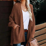 LOVEMI - Lovemi - Solid Color Mid-length Knitted Coat Cardigan Long