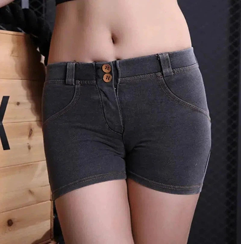 Sports fitness denim shorts-Smokegray-11