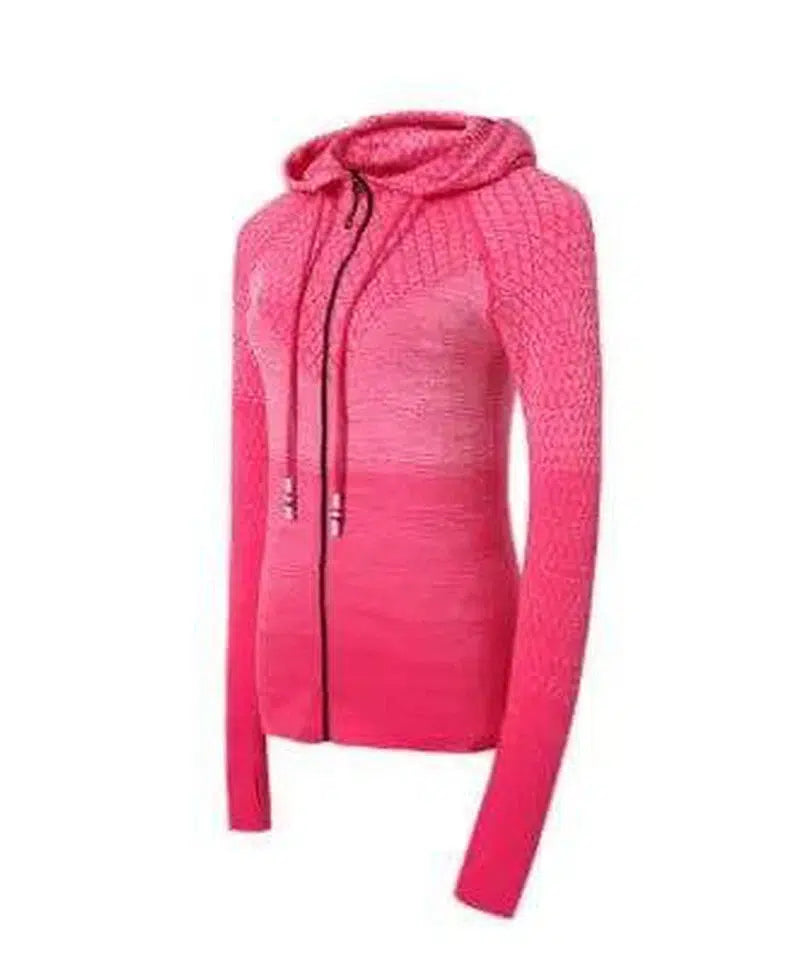 Sports hoodie Slim zip yoga sports jacket female jacket-Red-2